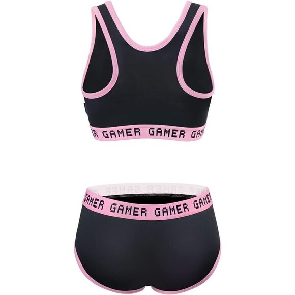 Littleforbig Women Cotton Camisole and Pantie Sport Loungewear Bralette Set Pink - Picture 7 of 7